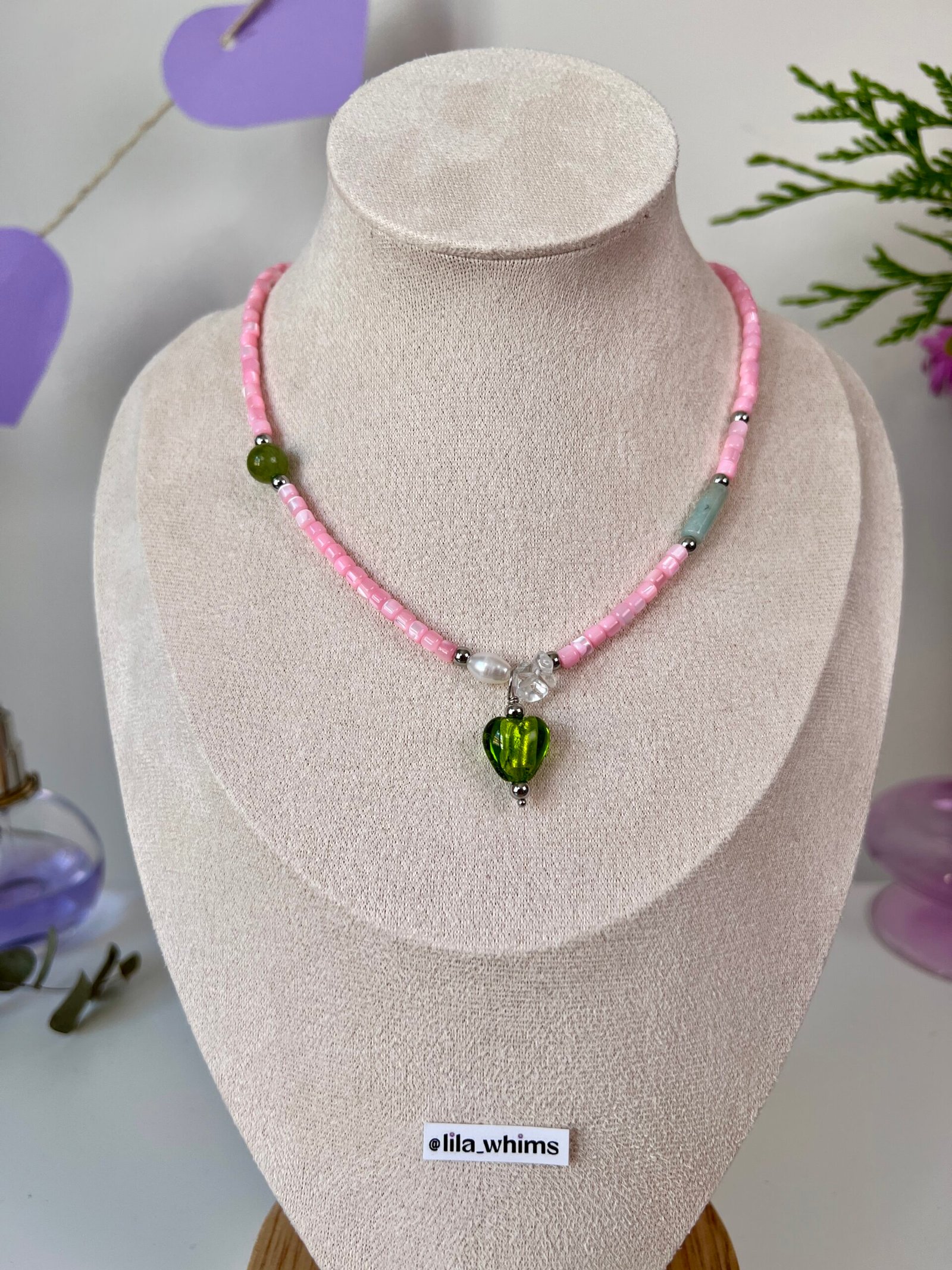 Collar de Cuentas de Nácar Rosa - Imagen 2